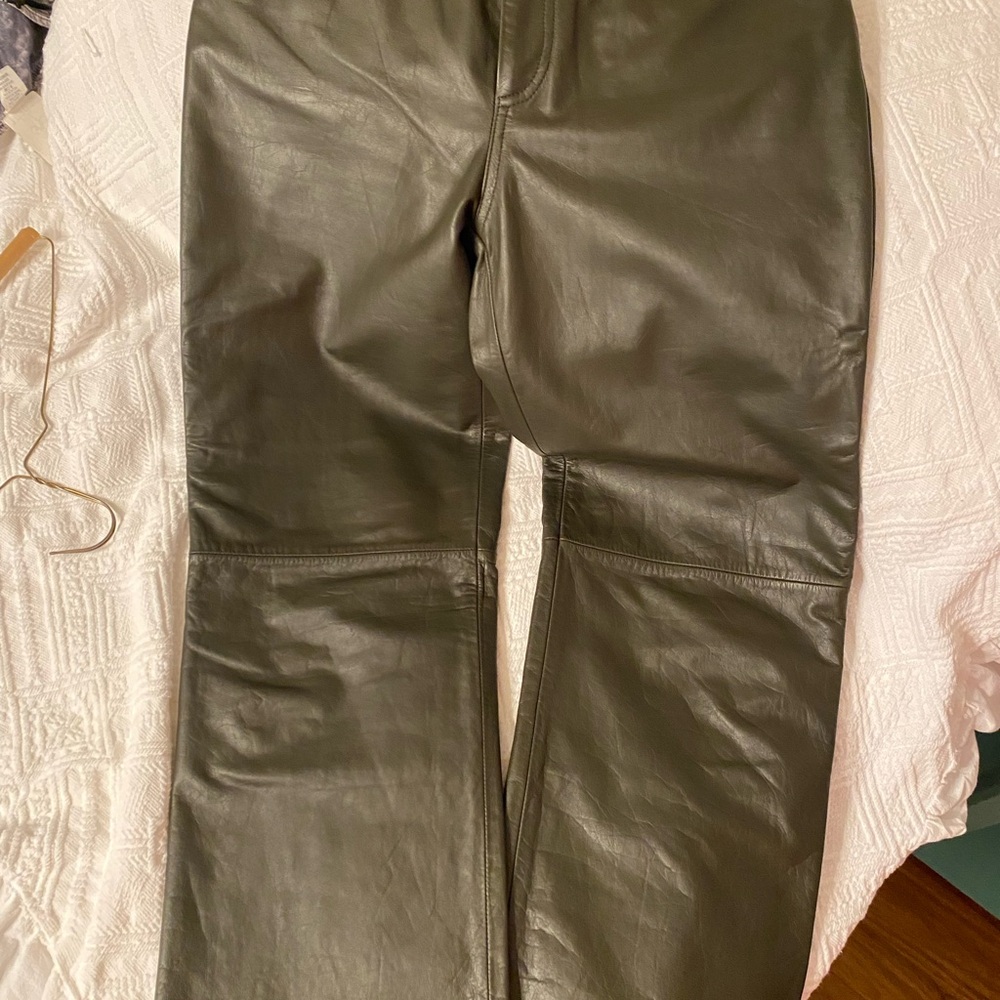 Nine West Olive Green Leather Pants